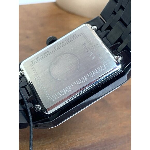 Bulova Men's Watch 98D164 Quartz Diamond Black Dial Steel Quartz CHIPPED CRYSTAL - Picture 8 of 15